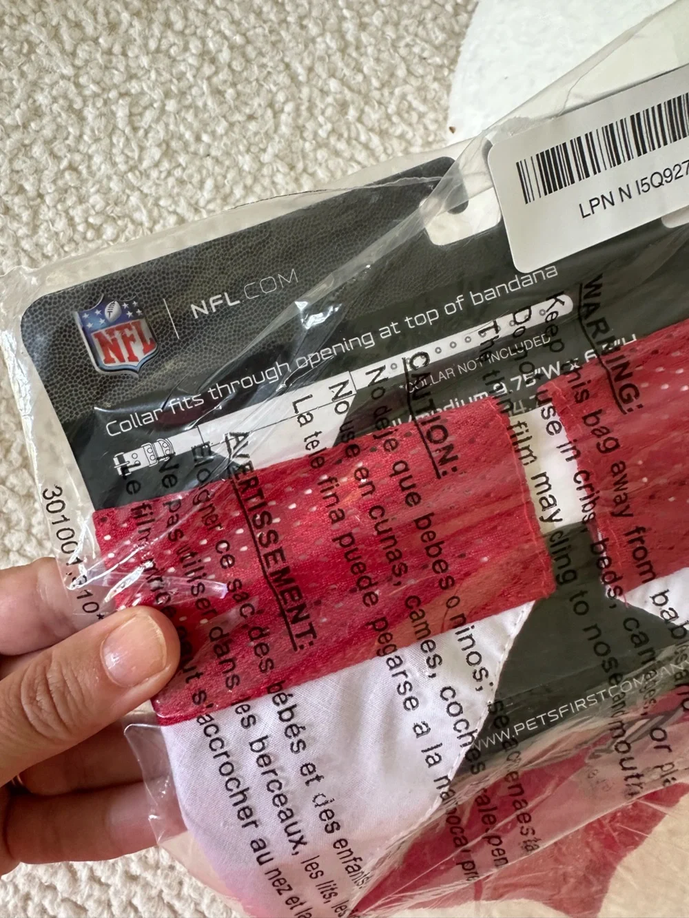 Tampa Bay Buccaneers White & Red Pet Bandana, L/XL
